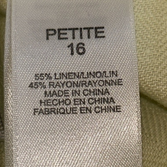 90s Emma James By 
Liz Claiborne Linen Pants High Rise Chartreuse Green Size 16P - Picture 8 of 16